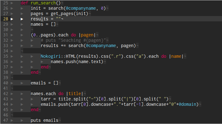 Script output mapping generated email addresses back to full employee names