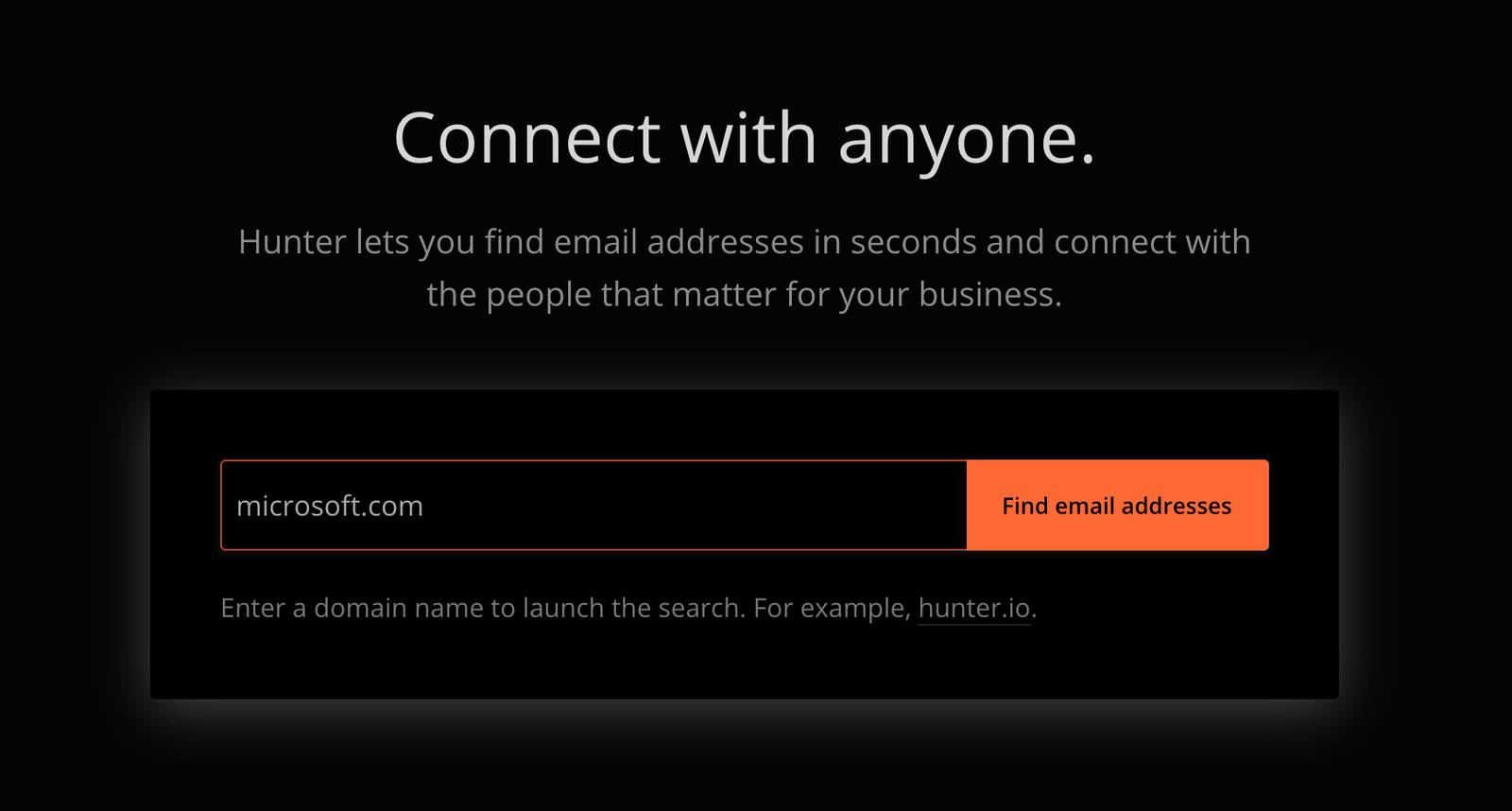 Searching Microsoft.com for Hunter.io