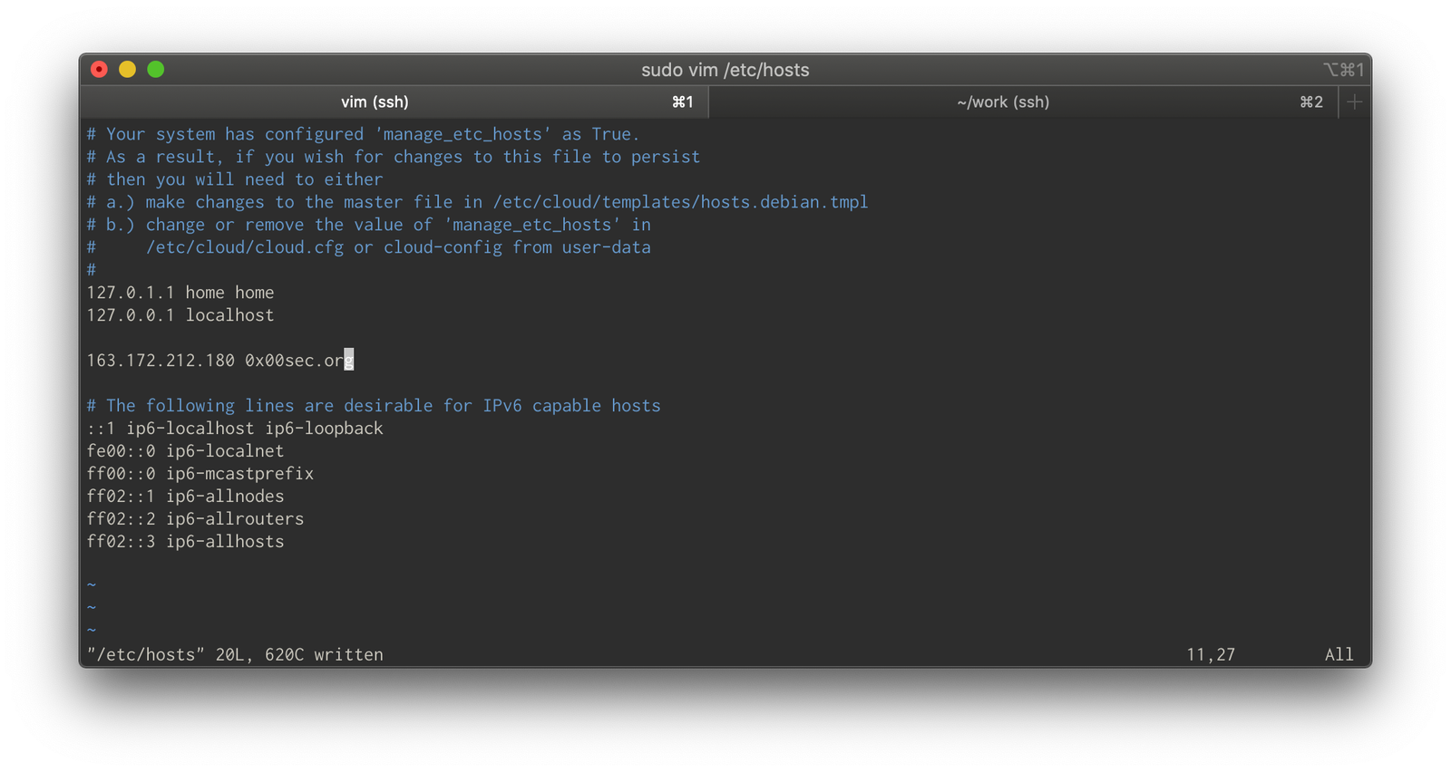 Editing /etc/hosts to point the domain at the discovered source IP