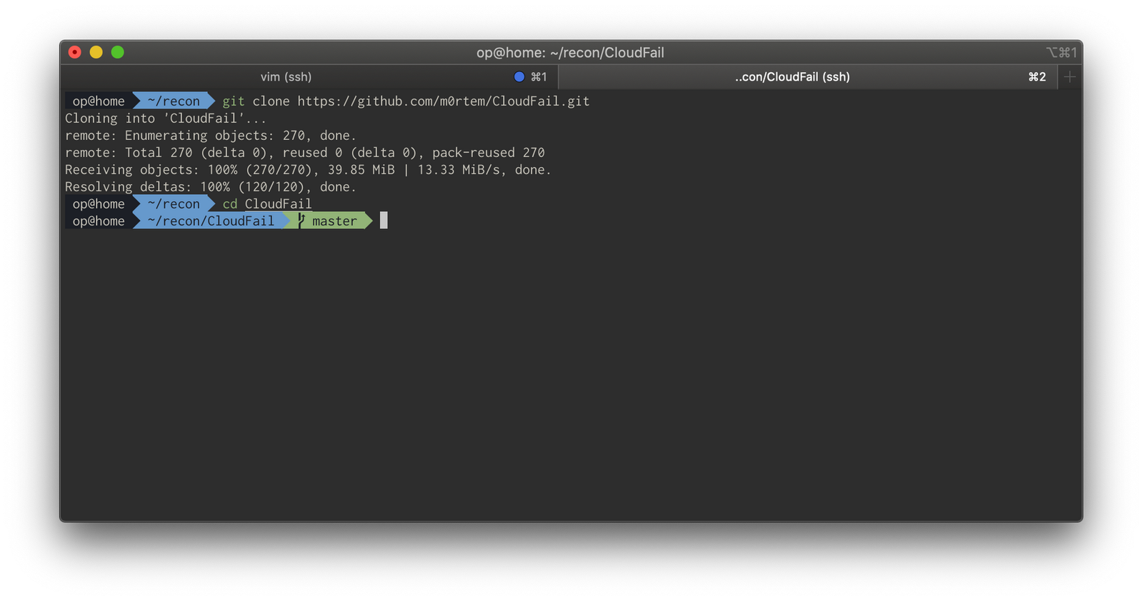 CloudFail terminal output enumerating historical IPs