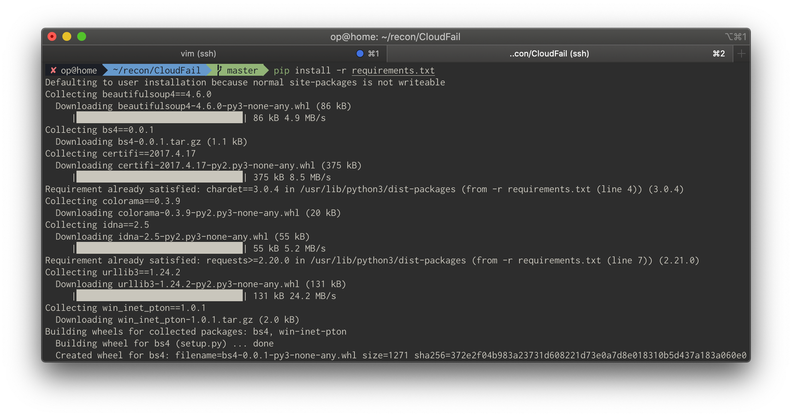 CloudFail terminal output performing a subdomain scan